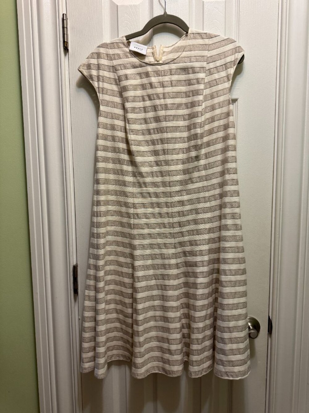 AKRIS PUNTO Striped Knee-Length Dress  Neutral Colors, Size US12 - Picture 2 of 10